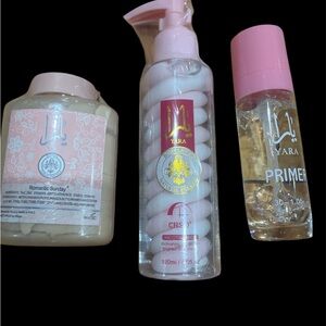 Yara Skincare Set body powder body lotion and primer all NWT